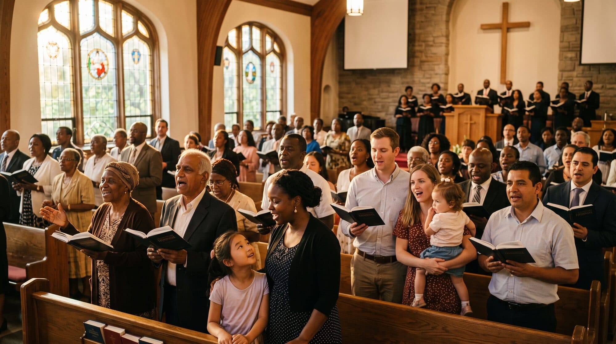All Nations congregation gathered in worship