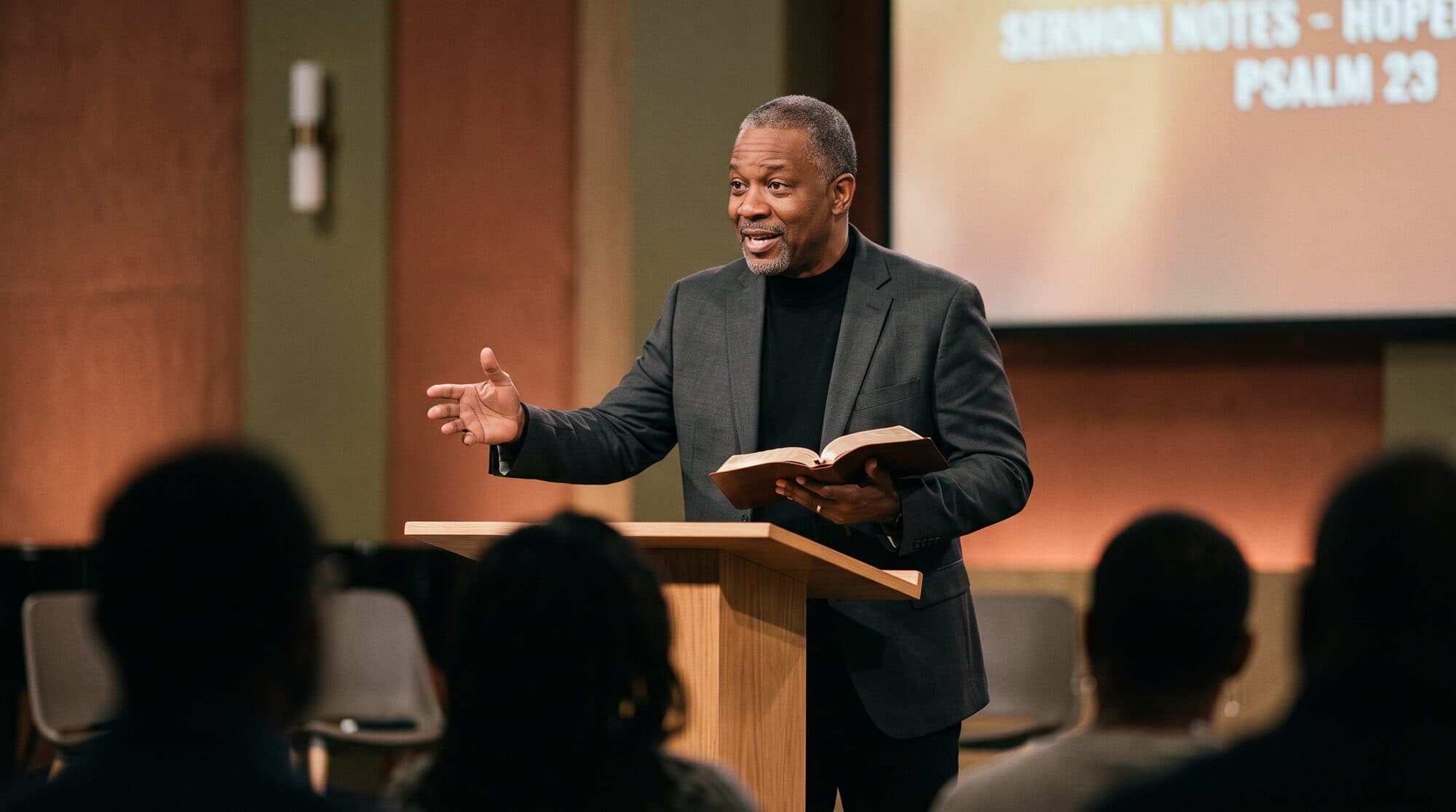 Pastor preaching at the pulpit